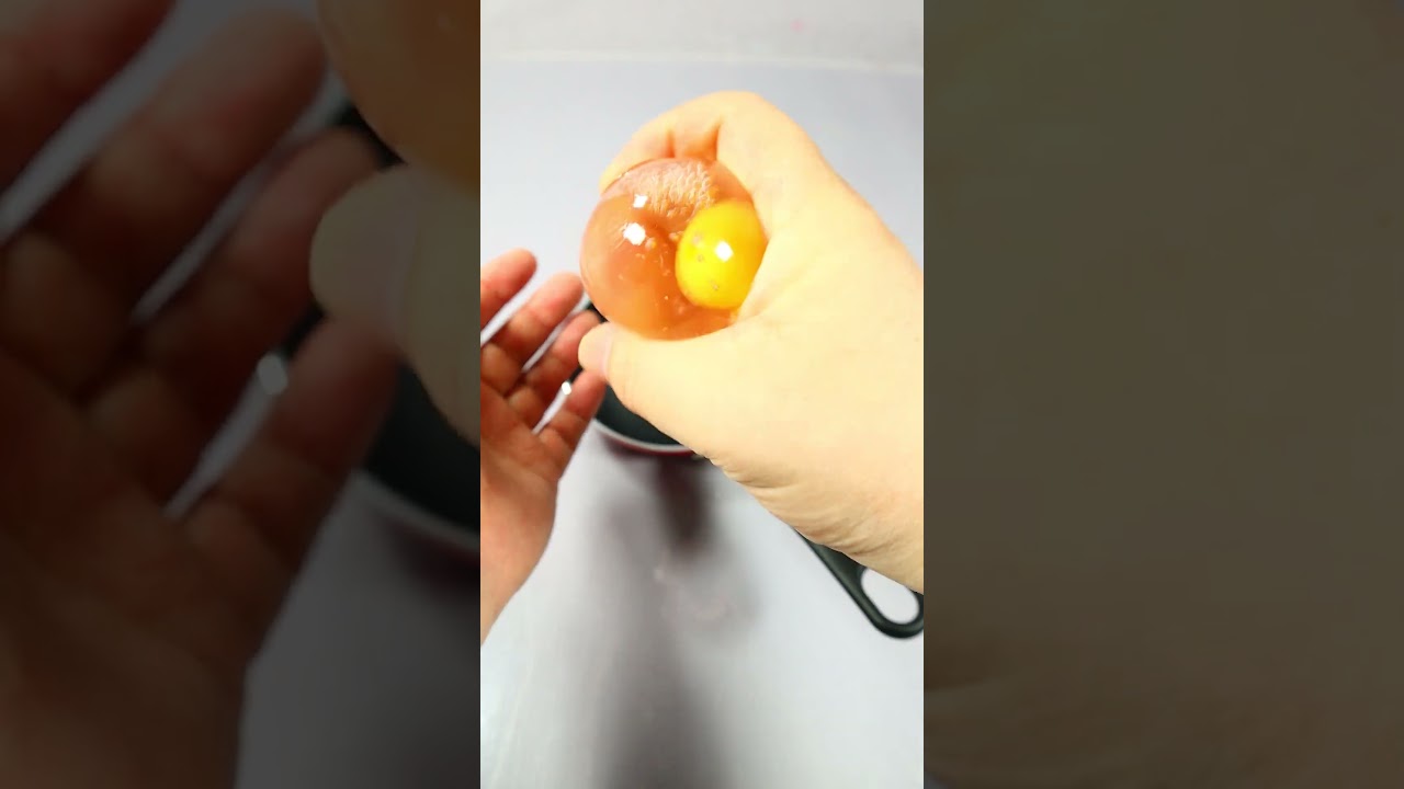 Satisfying Sticky Squishy Stress Ball Fried Egg Cooking 찐득볼 말랑이 계란 후라이 Fidget Toy ASMR #shorts