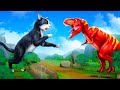 Evil Black Dinosaur vs Magical Giant Cat Epic Battle - Dinosaurs Rescue Adventure | Jurassic World