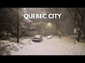 Heavy Snowfall Night Walk in Quebec City, Canada 20 March 2024