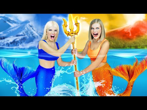 HOT VS COLD MERMAID CHALLENGE Best Funny Diy Mermaid Situations by RATATA