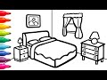 Bedroom Drawing, Coloring For Children & Learn Furnitures | Magic Fingers Art #06