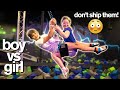 BOY vs GIRL Last To Leave Trampoline Park *Extreme Acro Gymnastic Challenge*
