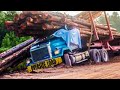 Extreme Dangerous Idiots Operate Big Wood Logging Truck Skill, Incredible Huge Timber Truck Driving