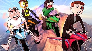 GTA 5 Gun Running DLC: Stopping The Train, Trolling Wildcat on Mt Chilliad & Flying Bike Race!