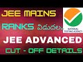 JEE MAINS RANKS, CUT OFF DETAILS/JEE ADVANCED QUALIFIED CUT OFF DETAILS