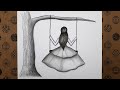 Salıncakta Oturan Kız Çizimi Kolay Karakalem Çizimleri 2022