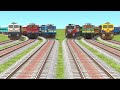 6 TRAIN CROSSING ON BOTH SIDE CURVED STRAIGHT LINE RAILROAD | Train Videos | Train Simulator | Anime