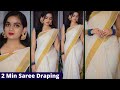Beginners saree draping tutorial|easy saree draping with perfect pleats|Set saree draping|Malayalam