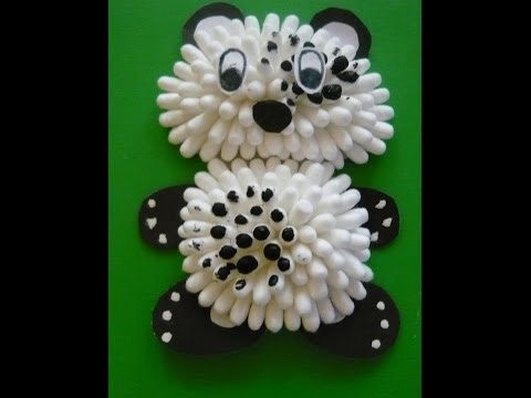Панда из ватных палочек Панда из ватных палочек
