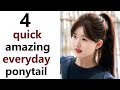 4 best easy ponytail - everyday high pony hairstyle | hairstyle for college