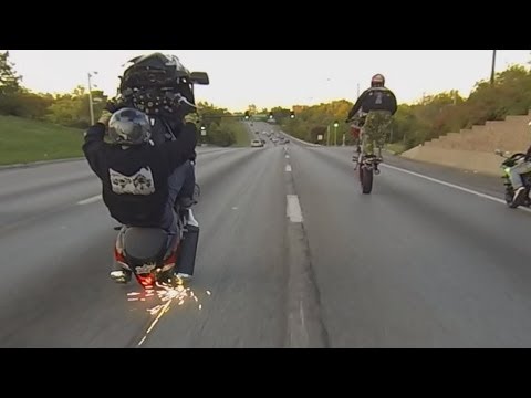 HAYABUSA Motorcycle STUNTS On Highway WHEELIES + DRIFTING BUSA GSXR 1300 Street Bike Stunt Riding