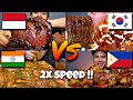 2x speed!!🔥Famous Mukbangers From Different Countries🇰🇷🇵🇭🇮🇩🇮🇳🇬🇧 Fast motion Eating #mukbang #asmr