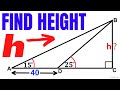 Angle of Elevation: Find the Height "h" in this Right Triangle | Fast & Easy Tutorial