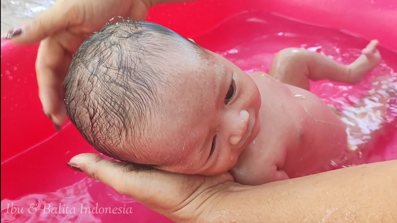 memandikan bayi lucu umur 8 hari