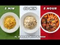 5 Min vs. 50 Min vs. 5 Hour Pasta (ft. Binging With Babish) • Tasty