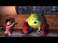Mike and Sullivan handling Boo at the apartment (Monsters Inc 2001)
