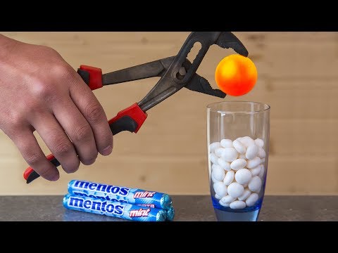EXPERIMENT Glowing 1000 Degree METAL BALL VS MENTOS