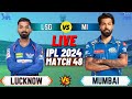 Live MI Vs LSG 48th T20 Match | Cricket Match Today | LSG vs MI live 1st innings #ipllive