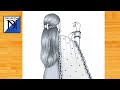 How to draw a Traditional Girl backside -Drawing easy || Pencil sketch for beginner || Girl drawing