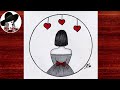 Very Easy Girl Drawing | Girl Drawing Step By Step | Circle Drawing