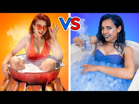 Hot vs Cold Challenge Girl on Fire vs Icy Girl