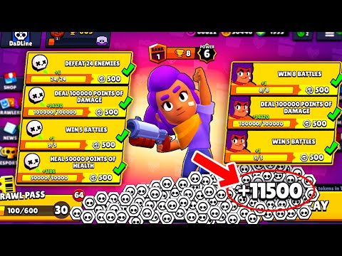 I Got 15500 TOKENS NONSTOP With SMITH 60 QUESTS 35 TIERS Box Opening Pass Brawl Stars