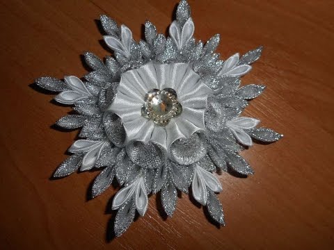 Снежинки из лент мастер класс видео