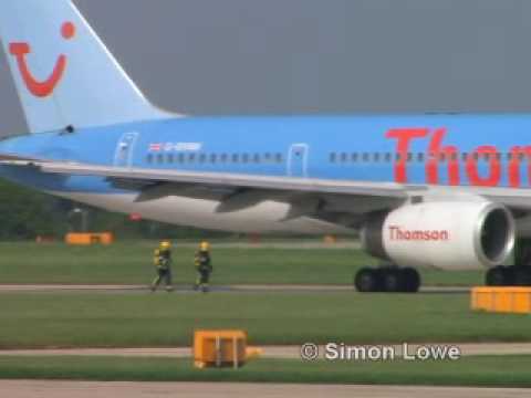 ThomsonFly 757 bird strike & flames captured on video