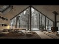 Cozy BedRoom in Winter Day | Crackling Fire and Snowfall Forest for Improve Sleep and Relaxing