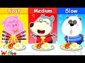 Wolfoo is the Fastest! Fast, Medium or Slow Food Challenge | Good Habits for Kids | Wolfoo Family