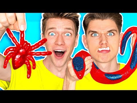 Gummy Food vs. Real Food Challenge EATING GIANT GUMMY FOOD Best Gross Sour Candy Real Funny Worm