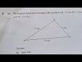 Calculate angle ABC, area ABC and shortest distance from B to AC. 2021 paper 2 Trigonometry.