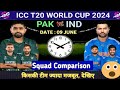T20 World Cup 2024 || India Vs Pakistan T20 World Cup Squad Comparison 2024, T20WC Ind Vs Pak squad