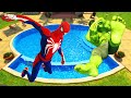 GTA 5 Spiderman vs Hulk Jumping Into Pool (Ragdolls & Fails)