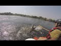 Crocodile charge on the White Nile River in Uganda
