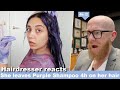 She left the PURPLE SHAMPOO in her hair for 4h !!!  Hairdresser reacts to hair fails #beauty #hair