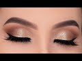 Classic Golden Glitter Eye Makeup Tutorial | Holiday Eye Look