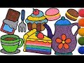 Coloring Cake, Tea Set with Foam clay for Kids, Children | Cupcake, fork, Piece of cake