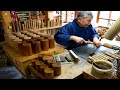 The Japanese tea caddy making process. A tea caddy made by an 89-year-old female craftsman and son.