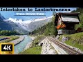 Cab Ride - Interlaken to Lauterbrunnen, Switzerland | Train Driver View | 4K HDR