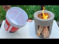 How to cast a smokeless stove with cement and paint bucket
