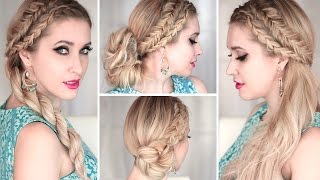4 cute and easy SUMMER hairstyles with braids Everyday, prom, wedding Mediumlong hair tutorial 4 cute and easy SUMMER hairstyles with braids Everyday, prom, wedding Mediumlong hair tutorial