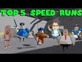 TOP 5 SPEED RUNS in SCARY OBBY Games from Barry V2, Baby Bobby, Papa Pizza, Borry, Great School