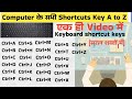 Ctrl A to Z shortcuts keys in hindi|CTRL A to Z Shortcut Keys of Computer