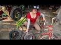 Genius Girl manufacturing student bicycles into automatic motorized bicycles | Girl mechanic. Ep 2