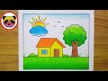 Scenery Drawing / Landscape Scenery Drawing / How to Draw Beautiful Landscape Scenery Very Easy