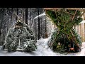 Building Bushcraft Tipi in Heavy Snowfall to Survive a freezing Night | Winter Bushcraft