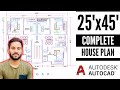 How to make Complete House Plan in AutoCAD for Beginners | 25'X45'