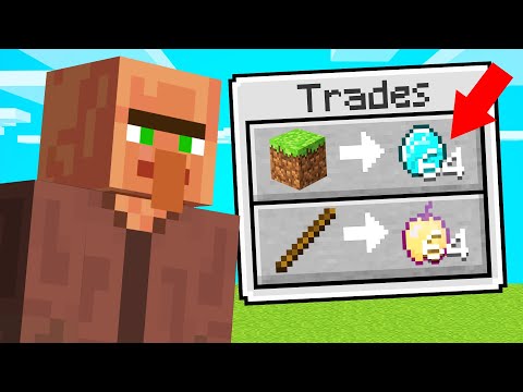 Trading OP VILLAGERS In MINECRAFT RARE ITEMS 