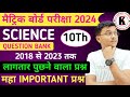 10Th Science Question Bank 2018 से 2023 तक | महा Important प्रश्न | Class 10Th Board 2024 |